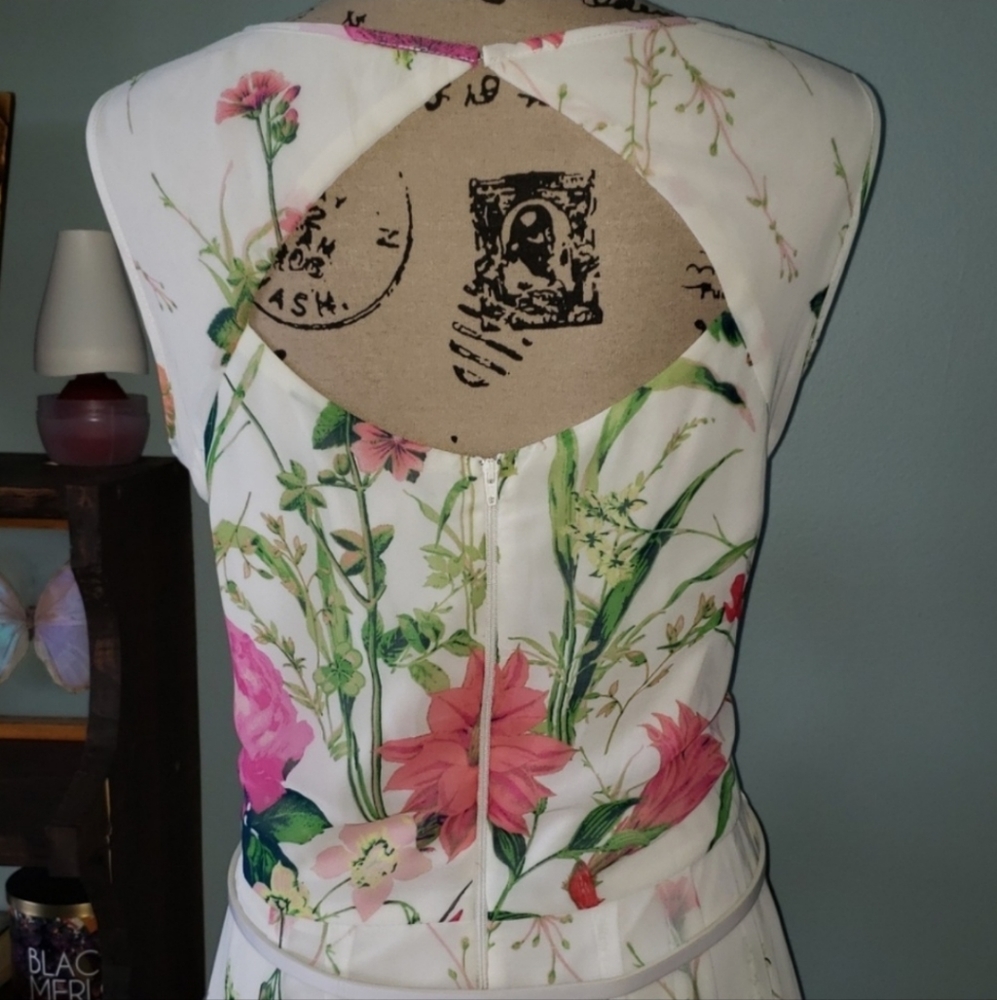 Danny & Nicole Sheer Chiffon Flora Botanical Overlay Plus Size Dress Size 18 - Picture 7 of 11